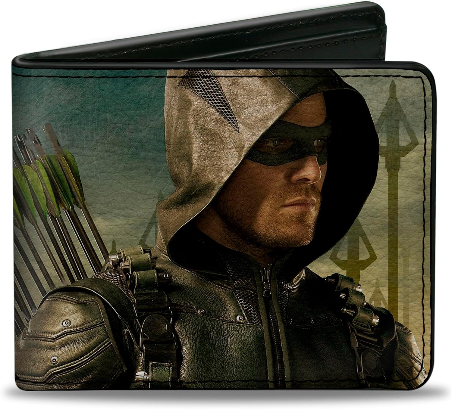 Buckle-Down Men's Standard Bifold Wallet Green Arrow, 4.0" x 3.5"