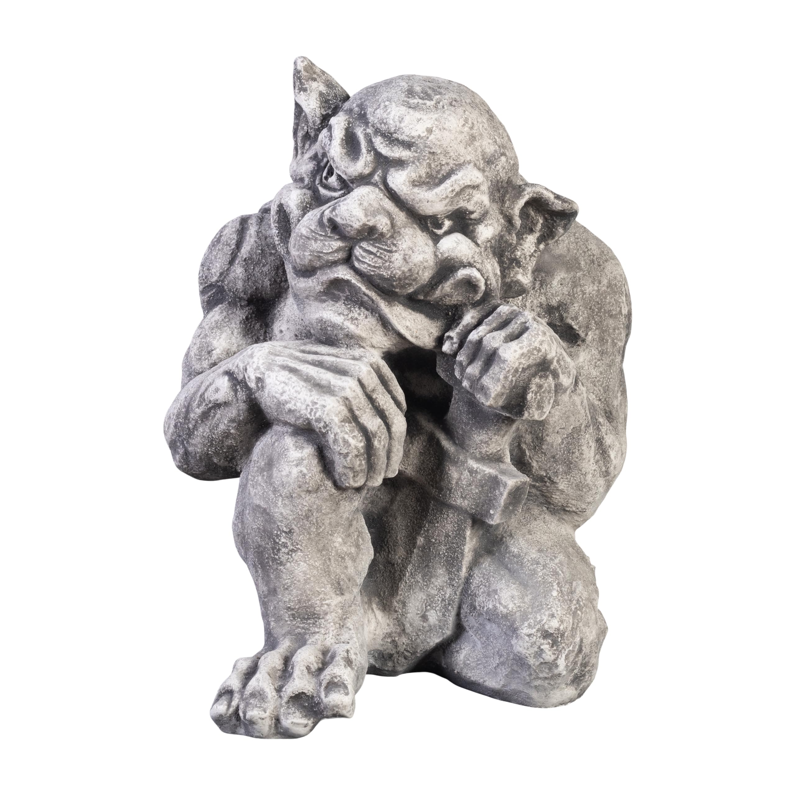 gartendekoparadies.de Gargoyle with sword, stone figure, H. 31 cm, 15 kg, gray, frost-proof made of cast stone for outdoor use