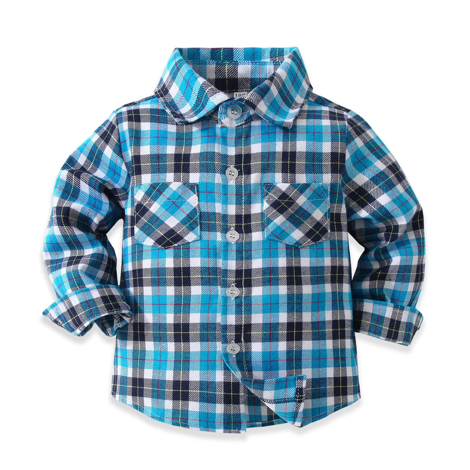 xinyeboy Toddler Baby Boy Girl Plaid Shirt Long Sleeve Button Down Dress Shirt for Holiday