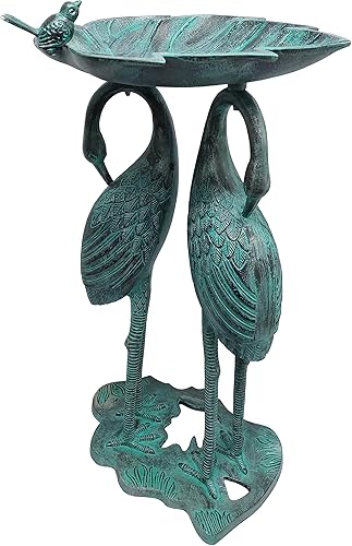 Miniatura 3 de Oakland Living 5608-GBK - Bañera para pájaros de pátina negra de aluminio fundido de 30 pulgadas con cuenco de hojas