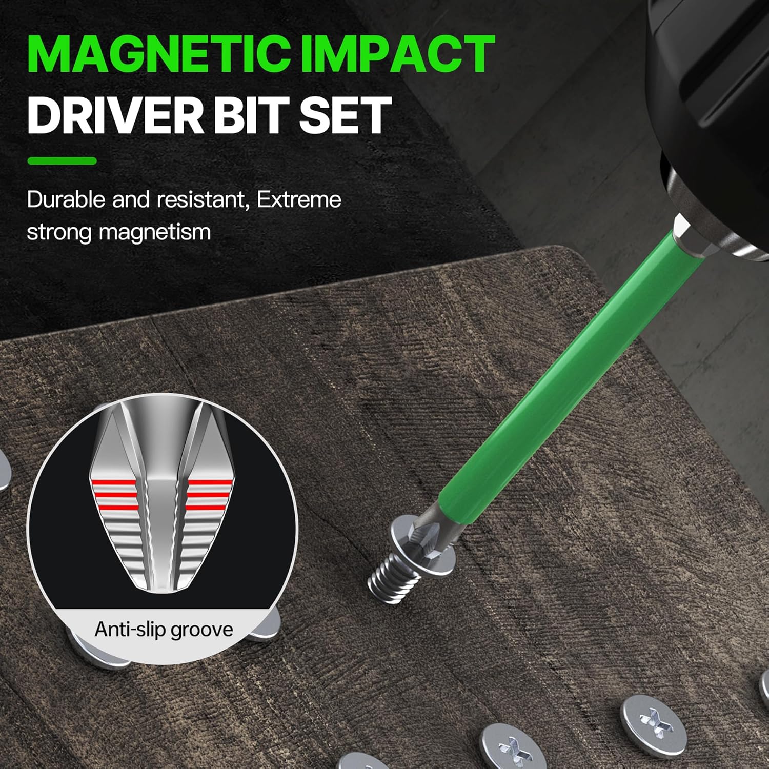 HUHAO PH2 Magnetic Drill Bits 5-Pack,Magnetic Screwdriver Tips with Anti-Slip, 1/4" Hex Shank, Impact-Ready Driver Bit Set for Drill