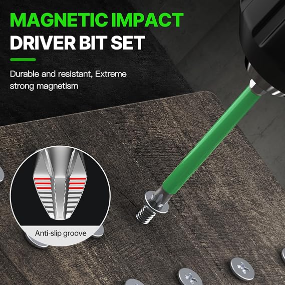HUHAO 5Pcs Magnetic Screwdriver Bit Set,S2 Alloy Steel Anti-Slip Drill Bit,1/4 Inch Hex Shank,Impact Driver Bit Torque Screwdriver Waterproof Impact Batch Head for Electric Hand Tool,25mm-90mm