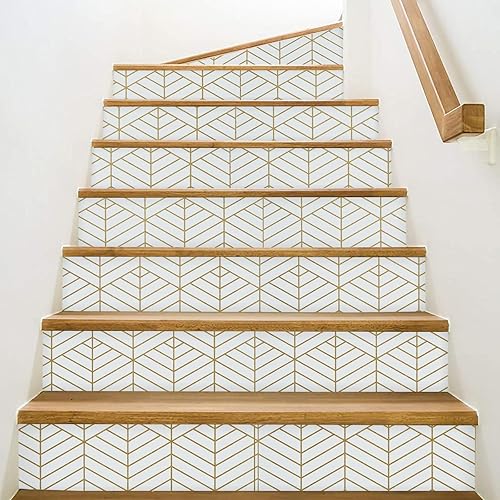 Miniatura 4 de Mecpar Papel tapiz geométrico dorado hexagonal para despegar y pegar, 17.7 pulgadas x 98.43 pies, papel tapiz geométrico a rayas, película de