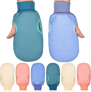 TOPPERFUN Guantes De Ducha Exfoliantes 8 Unidades (2 De Cada Color Gris Verde Azul y Rosa) Guantes Exfoliantes Cuerpo Reutilizables y Lavables Limpieza Profunda y Masaje Para Mujeres y Hombres
