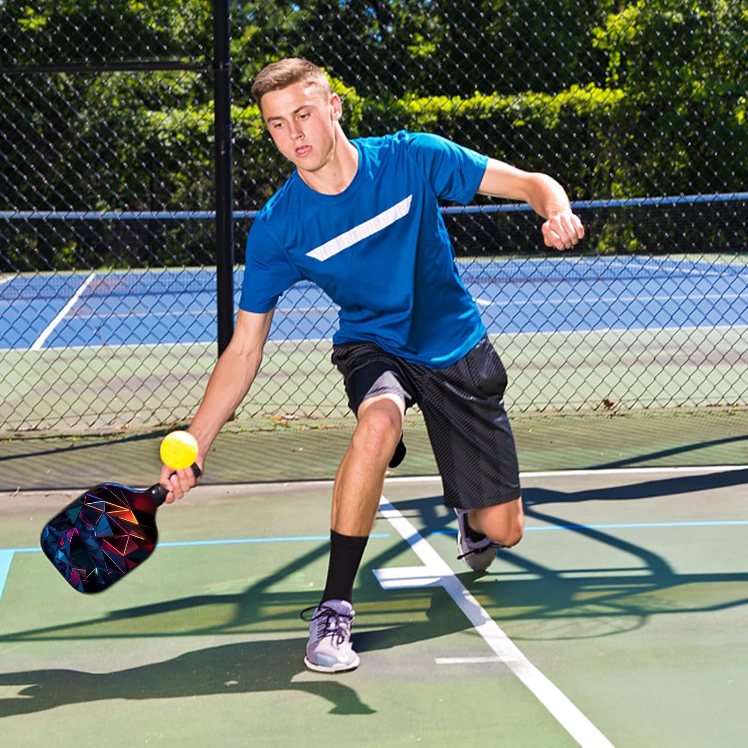 Pickleball Paddles, Fiberglass Surface Pickleball Set of 2, Lightweight Pickleball Rackets, with 4 Balls, 2 Cooling Towels & 1 Carrying Case, Pickle Ball Paddle Set for Indoor Outdoor