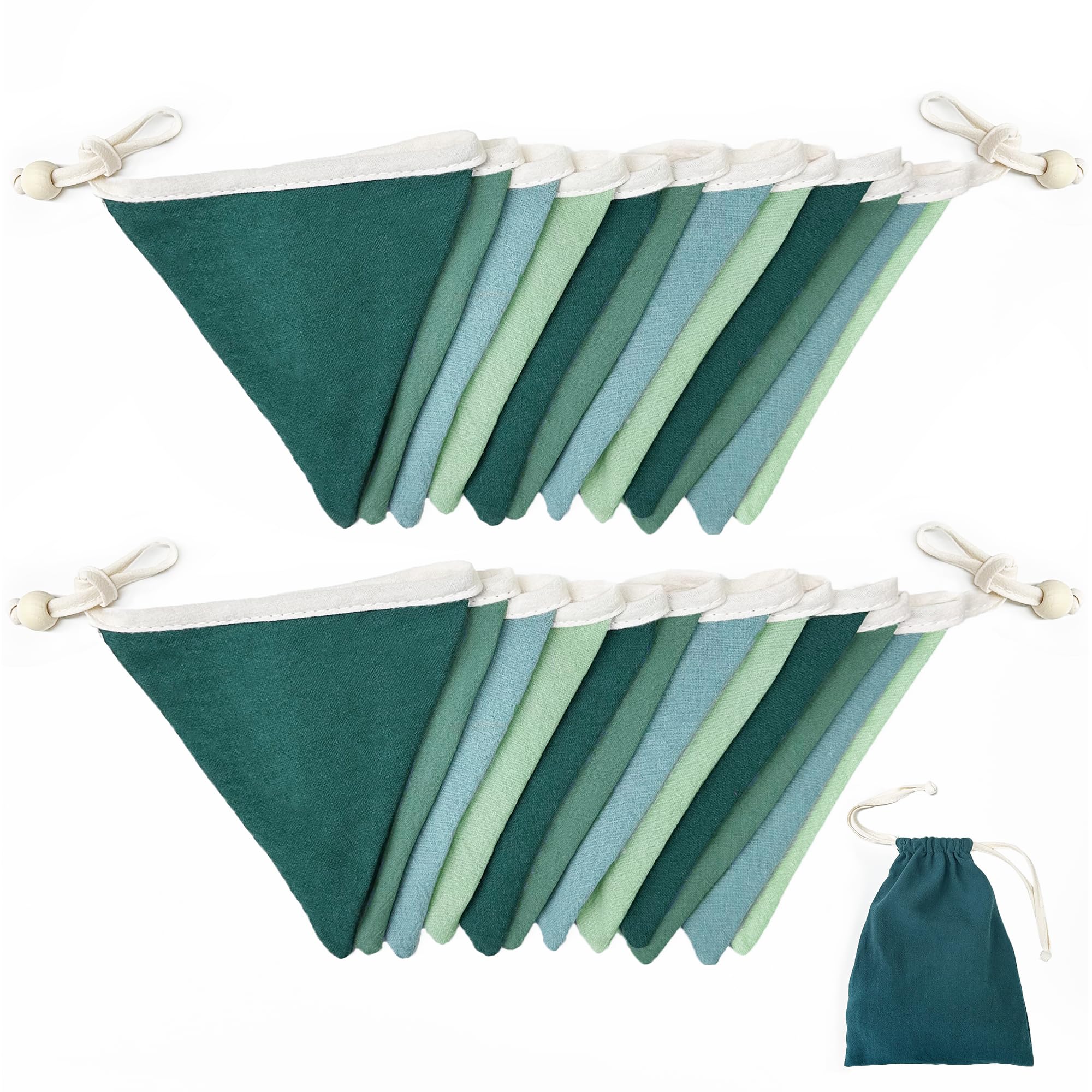 Wimpelkette mit Farbverlauf, dunkelgrün, 24 Stück, für Kinderzimmer, Girlande, Salbeigrün, Stoff, Leinen, Dreiecksschlangen für Babyzimmer, Dekoration, Kinder, Dschungel, Safari, Geburtstag,