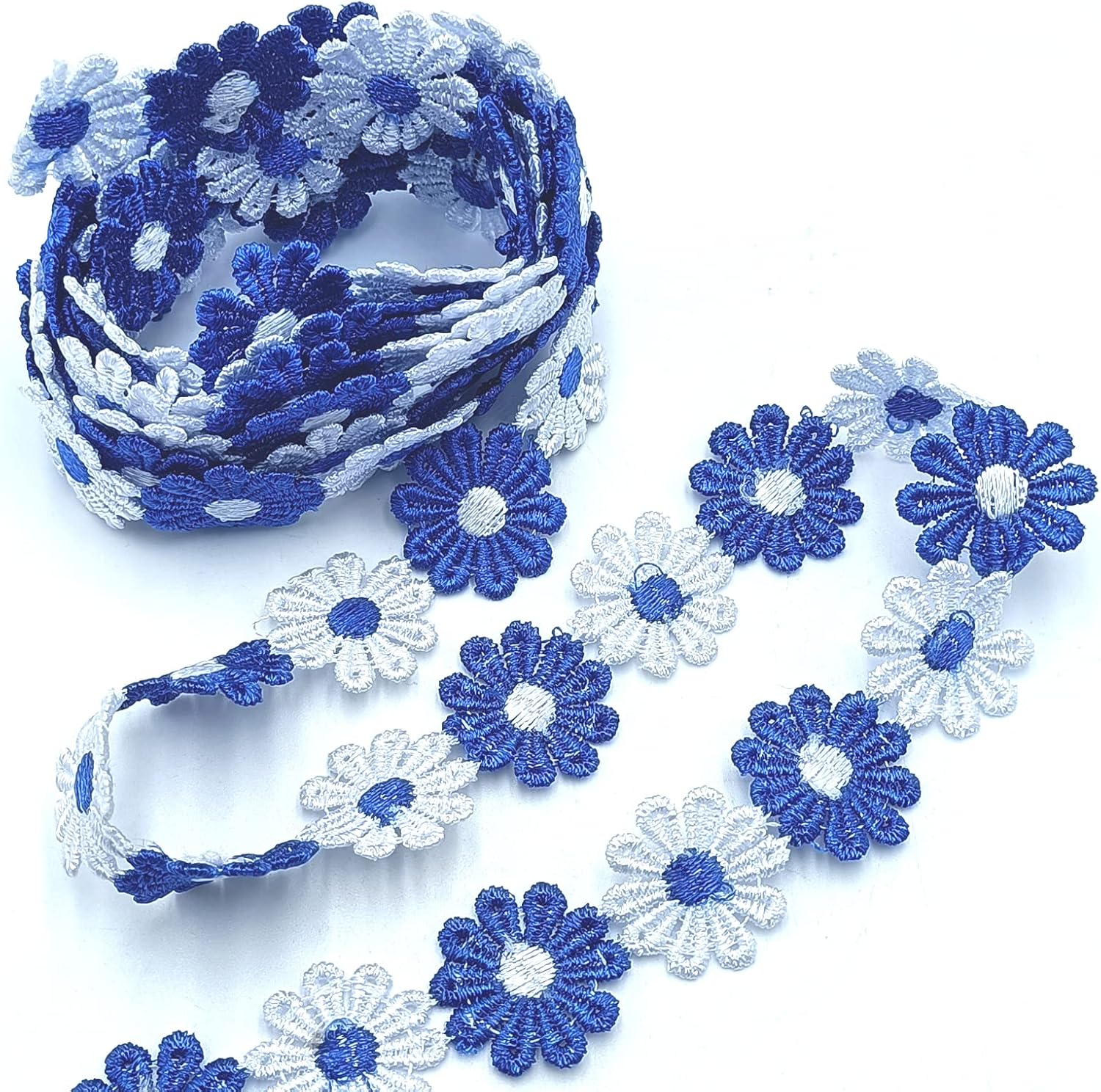 3 Yards Colorful Daisy Flower Lace Sun Flower Ribbon Wedding Embroidered Decorating Lace, for DIY Craft Handmade Make Sewing Supplies (Yellow)