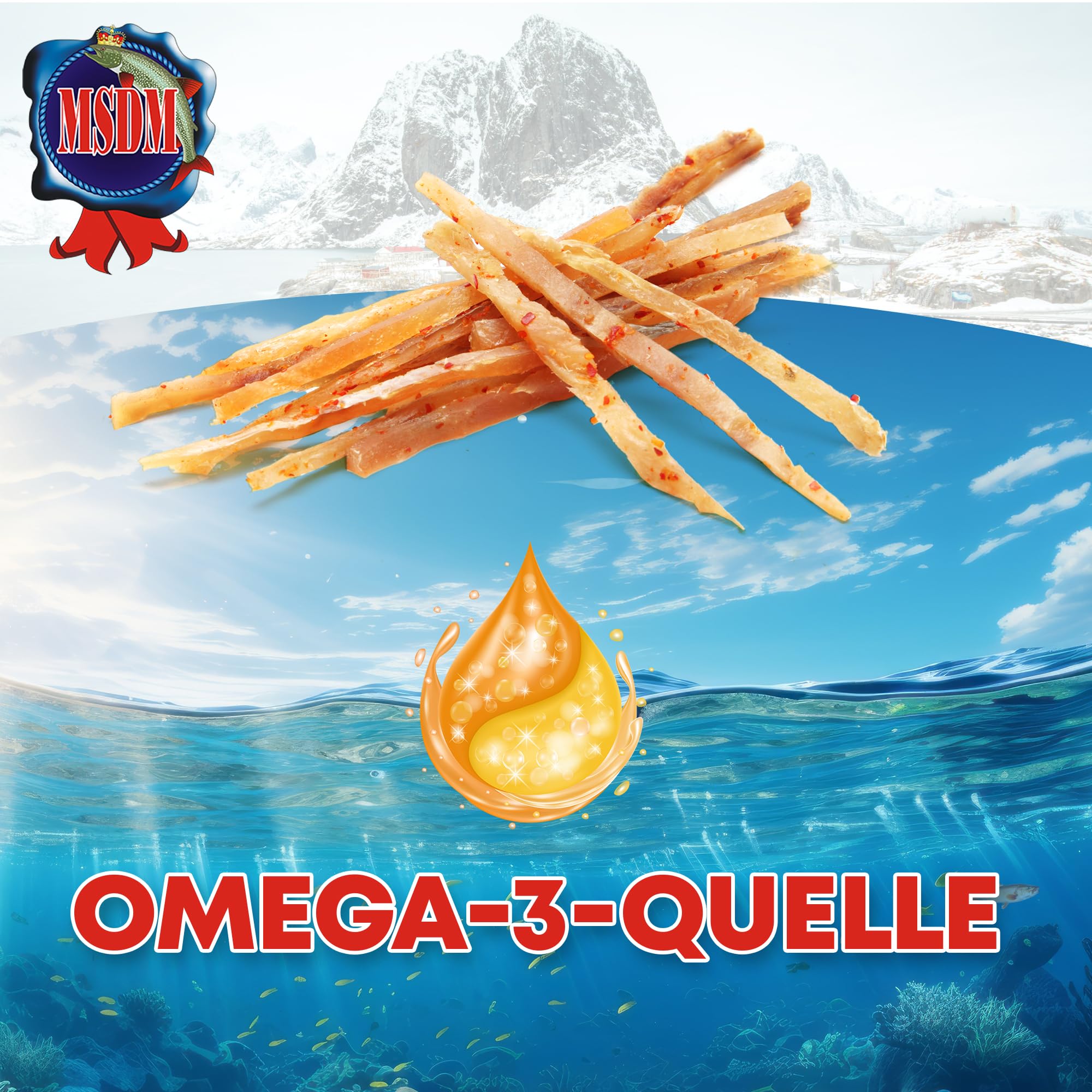 Pazifischer Kabeljau Pikant 1kg - Fisch Jerky I High Protein I Snacks I Trockenfisch Omega 3 I Beef Jerky , Trockenfleisch & Chips Alternative Keto