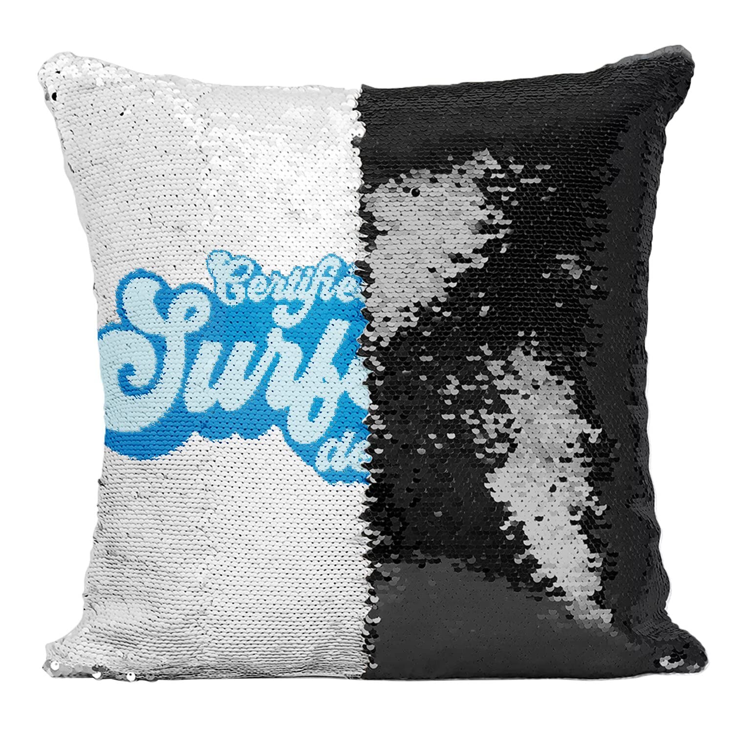Coussin Sequin Noir Surf Plage Déco Mer et Salon