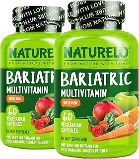 Bariatric Multivitamin - One Daily with Iron - Supplement for Post Gastric Bypass Surgery Patients - Natural Whole Food Nutrition - 60 Veggie Capsules (Pack of 2)