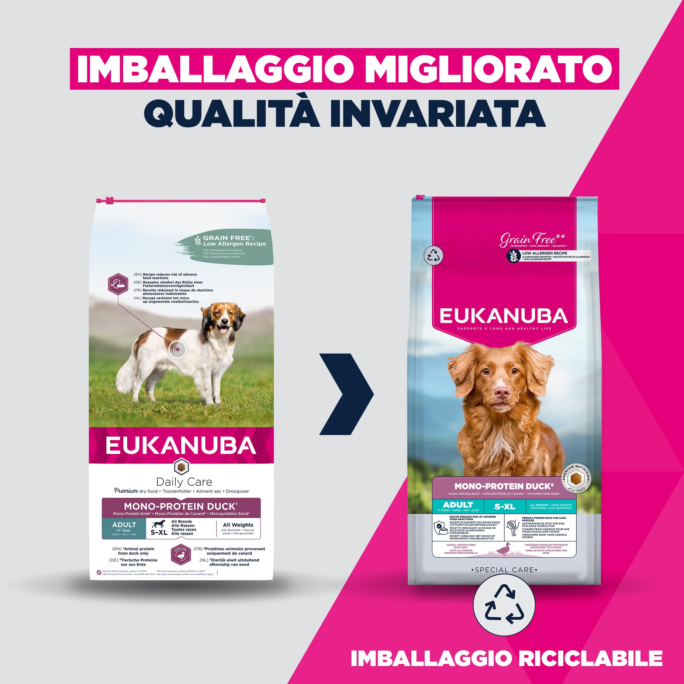 EUKANUBA Mono-Protein Cibo per cani all’anatra - Mangime secco Special Care con anatra come unica fonte di proteine animali e una ricetta a basso contenuto di allergeni, 12 kg