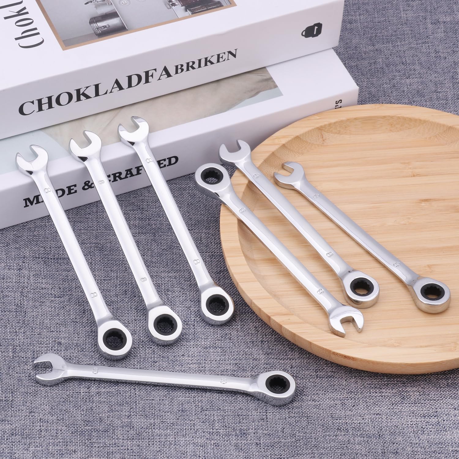 Juego de 10 llaves de carraca de 8 mm, llaves combinadas para mecánicos y entusiastas del bricolaje, métricas, 72 dientes, doble propósito