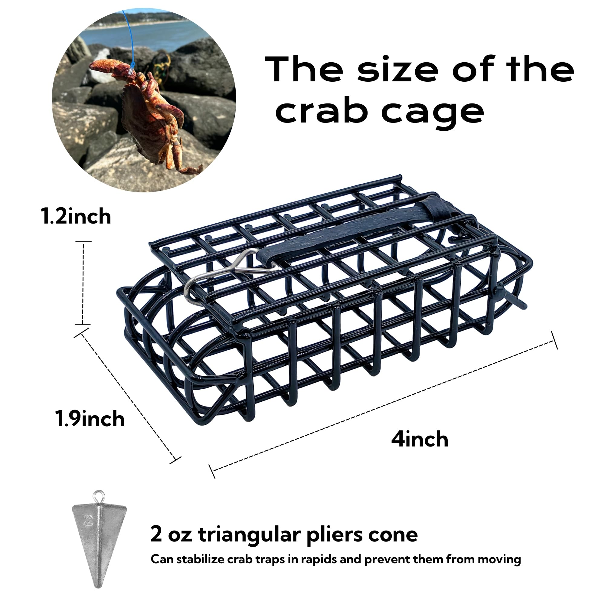 Lot de 3 pièges à crabes à 6 boucles pour canne à pêche, caisse claire pour crabes sombres, rochers et crabes bleus
