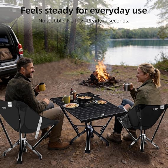 Foldable Camping Table 84 * 50cm 380LBS 7075 Aluminum Alloy High Temperature Resistance Wear Resistance Easy to Clean Portable with Storage Bag Camping Tables that Fold Up Black