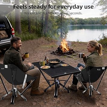 Foldable Camping Table 84 * 50cm 380LBS 7075 Aluminum Alloy High Temperature Resistance Wear Resistance Easy to Clean Portable with Storage Bag Camping Tables that Fold Up Black