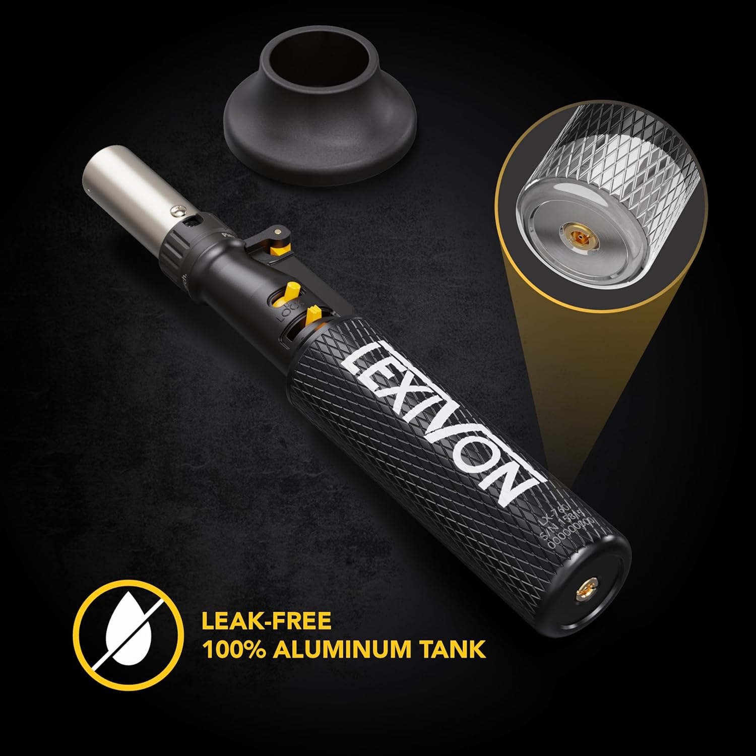 LEXIVON Butane Blow Torch, Refillable Upright Lighter with Adjustable Flame and Pro-Grade Aluminum Tank | Ideal for Soldering and Kitchen Tasks (LX-760)