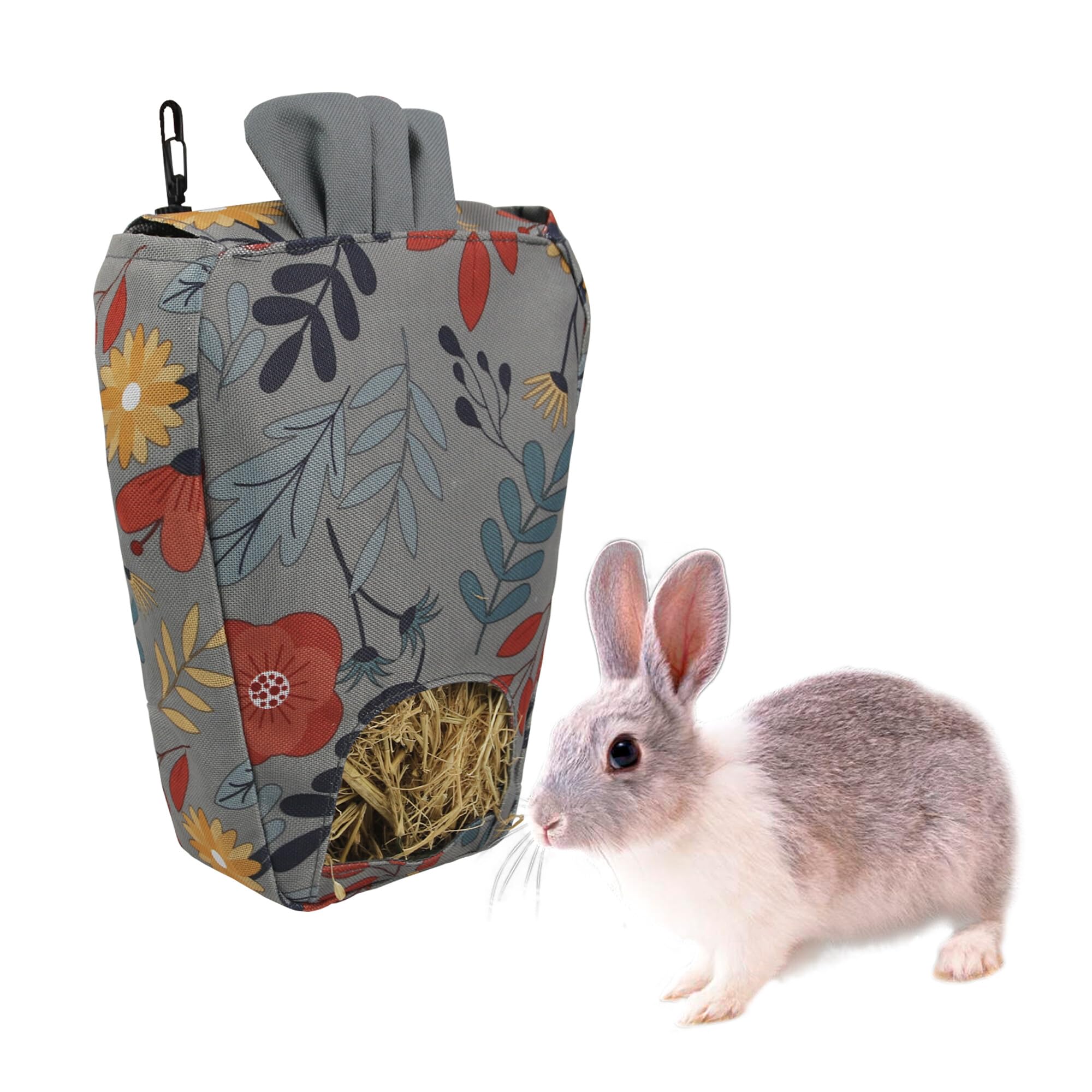 Comedero para conejos, bolsa de heno con forma de zanahoria, conejillo de indias, dispensador de heno para animales pequeños