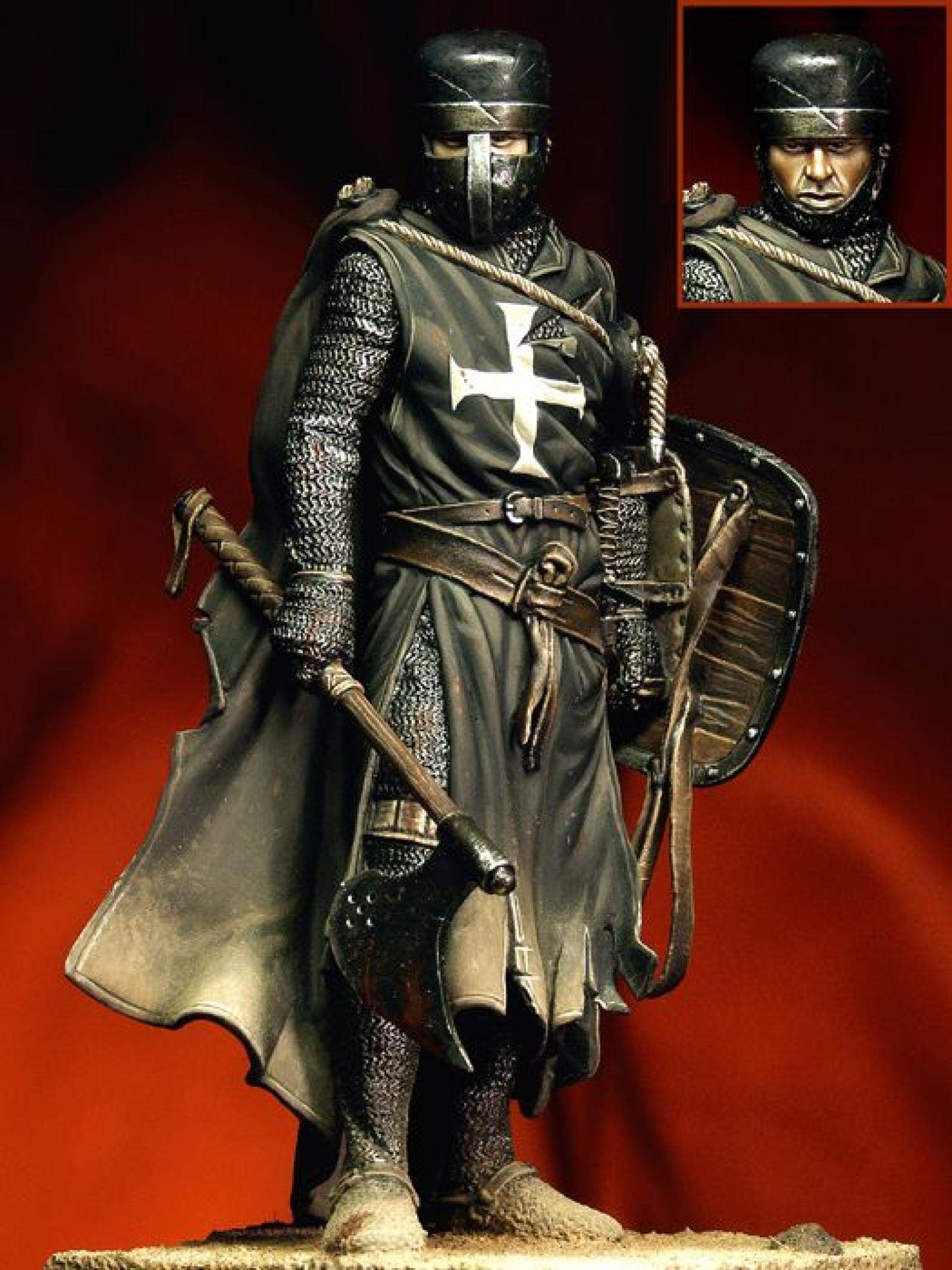 Risjc 1/18 90mm Ancient Crusader Knight Resin Figure Miniature Kit Unpainted Unassembled/R20457