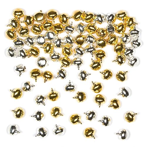 Baker Ross AF831 Cascabeles dorados y plateados, paquete de 150, suministros creativos de arte y manualidades navideñas para proyectos y adornos