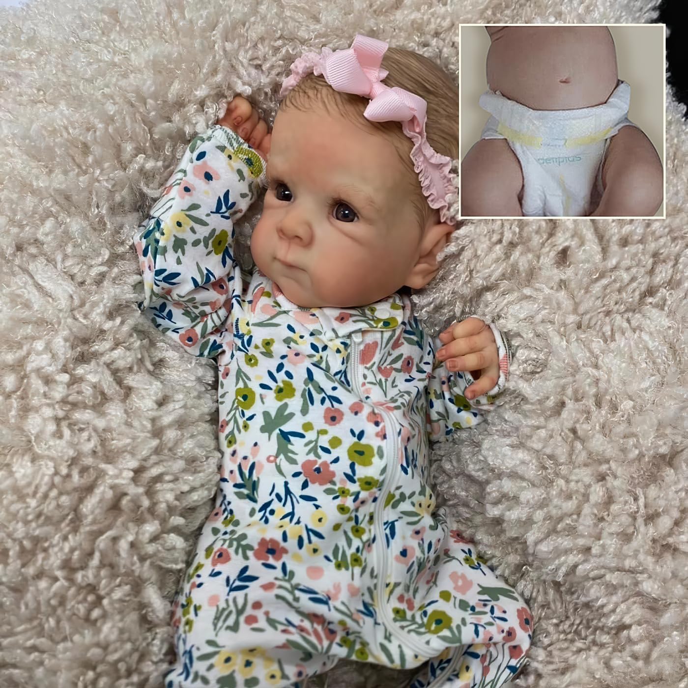 Wamdoll 18 Inch Realistic Reborn Baby Doll Soft Touch Full Body Vinyl - Lifelike Newborn Girl Dolls with Exquisite Painted Hair - Ideal Collectible Gift for Girls