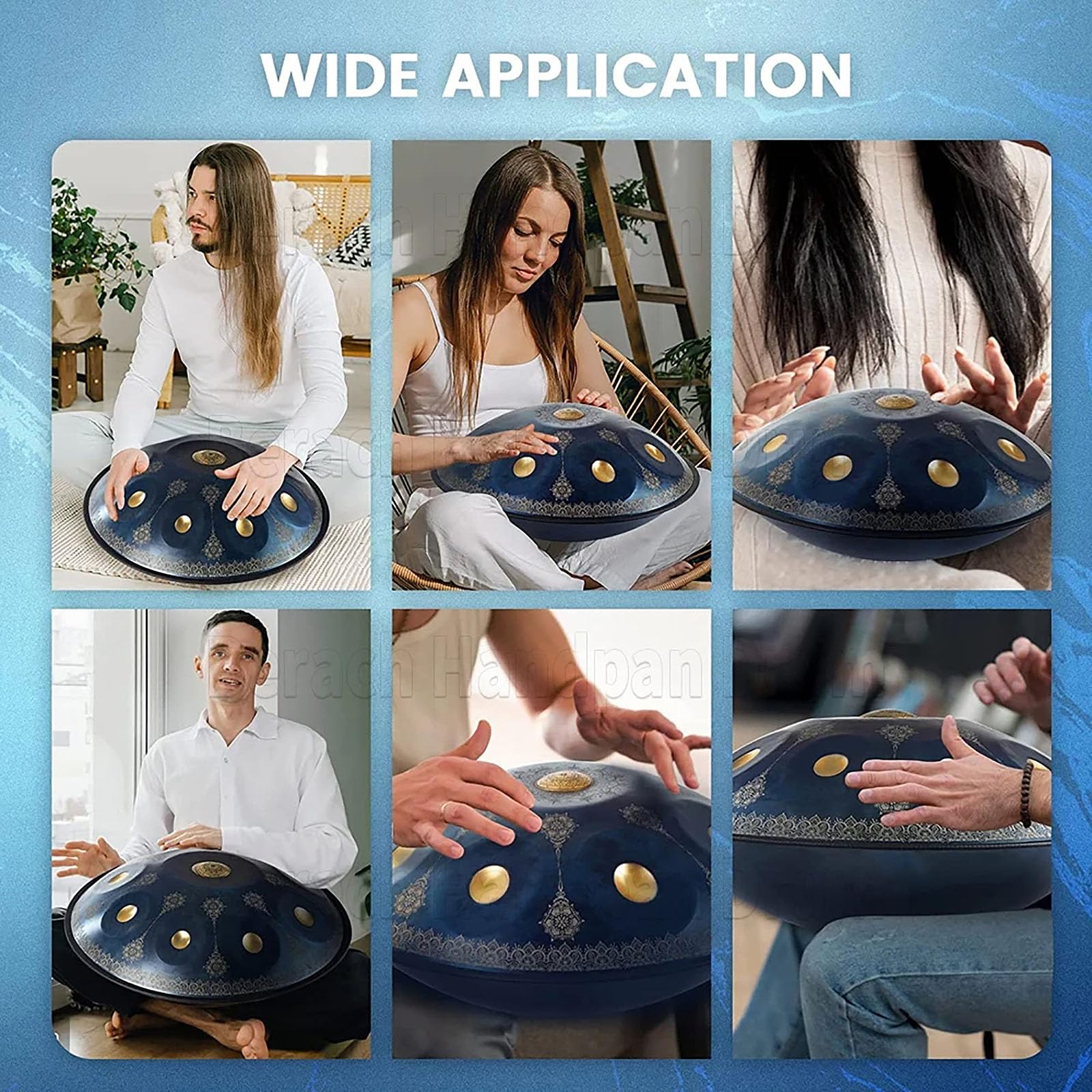 Handpan, Tambour de Handpan En Ré Mineur, Tambour de 9/10/12 Notes, Instrument de Tambour de Handpan pour Adultes, Tambour de Handpan Professionnel En Acier, Tambour de Langue En Acier de Méditation