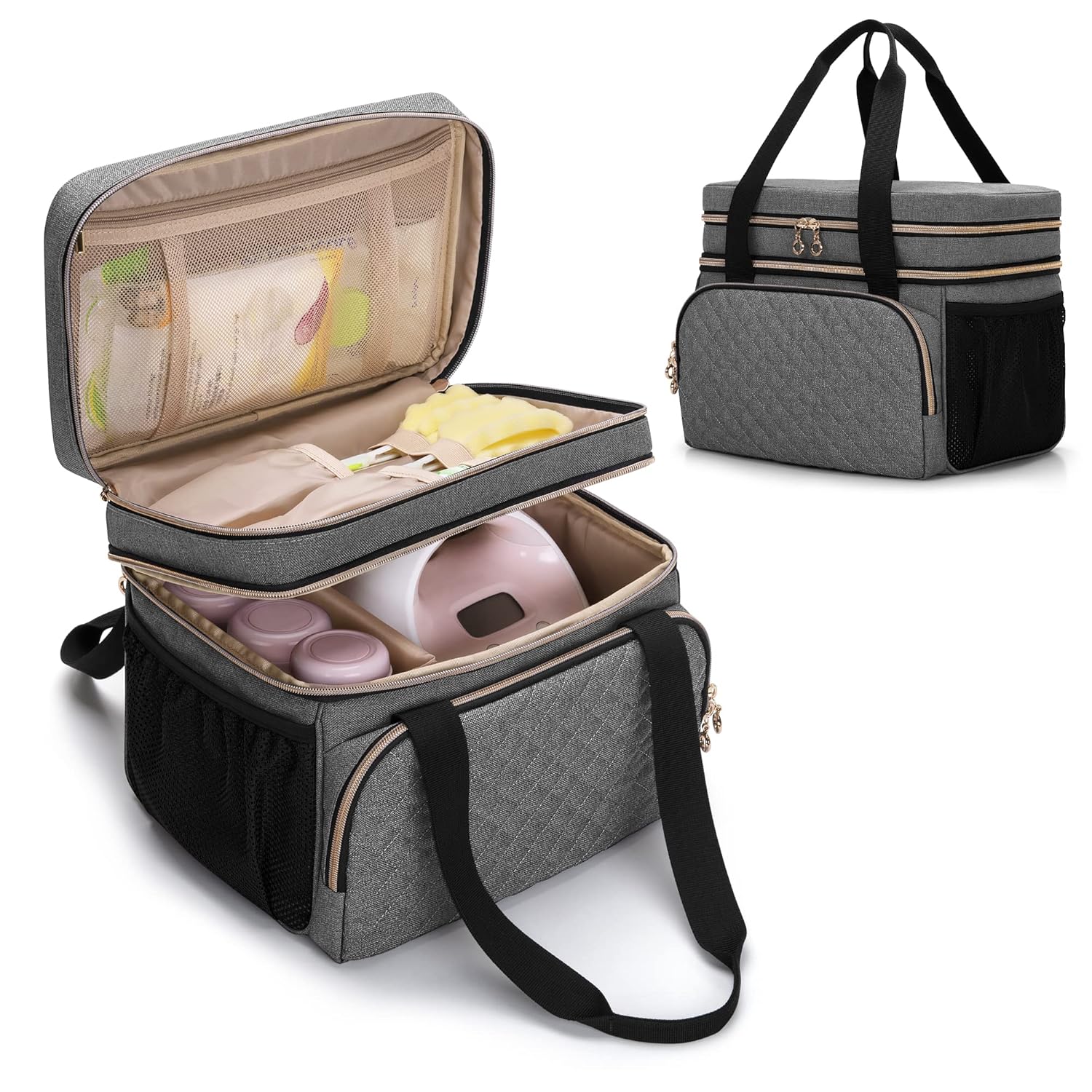Luxja Double Layer Breast Pump Bag Compatible with Spectra