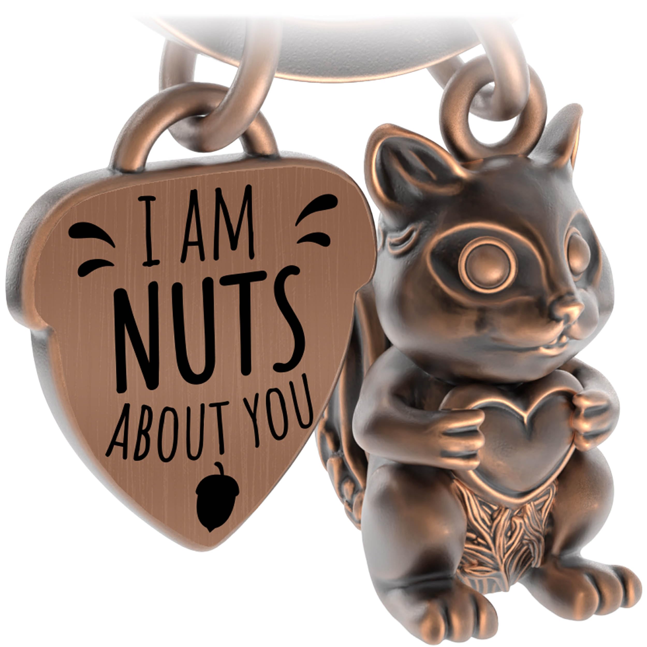 LANOLU Squirrel Keychain, Lucky Charm Keychain for Partner and Best Friend, Metal Couple Gift for Friend, Metal Figurine