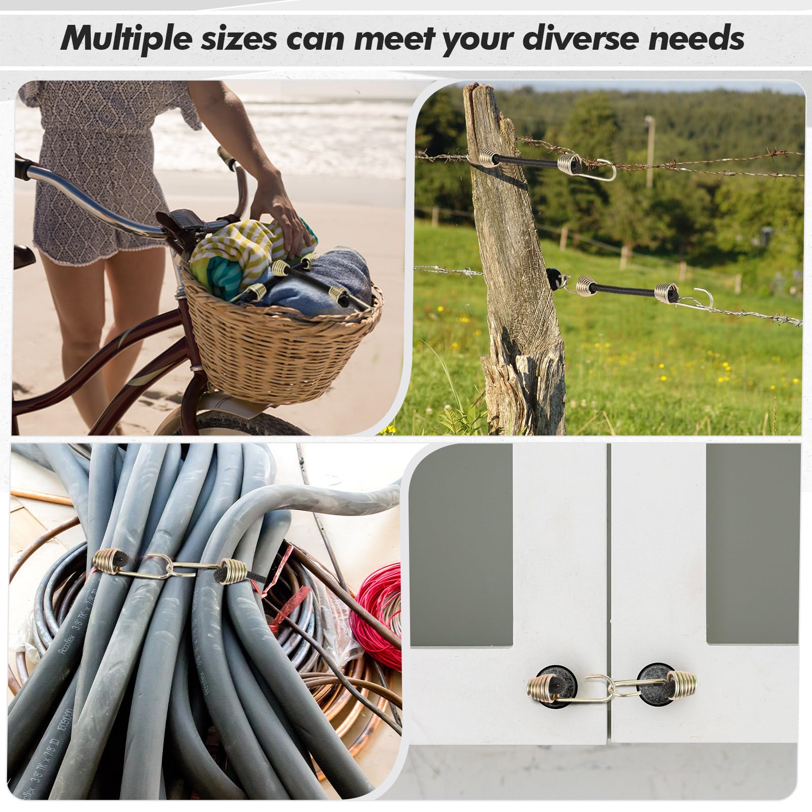 50 mini cuerdas elásticas con ganchos, pequeñas cuerdas elásticas cortas para equipaje, bicicletas, herramientas de camping, lona, motocicleta, carga (negro, 2 pulgadas)