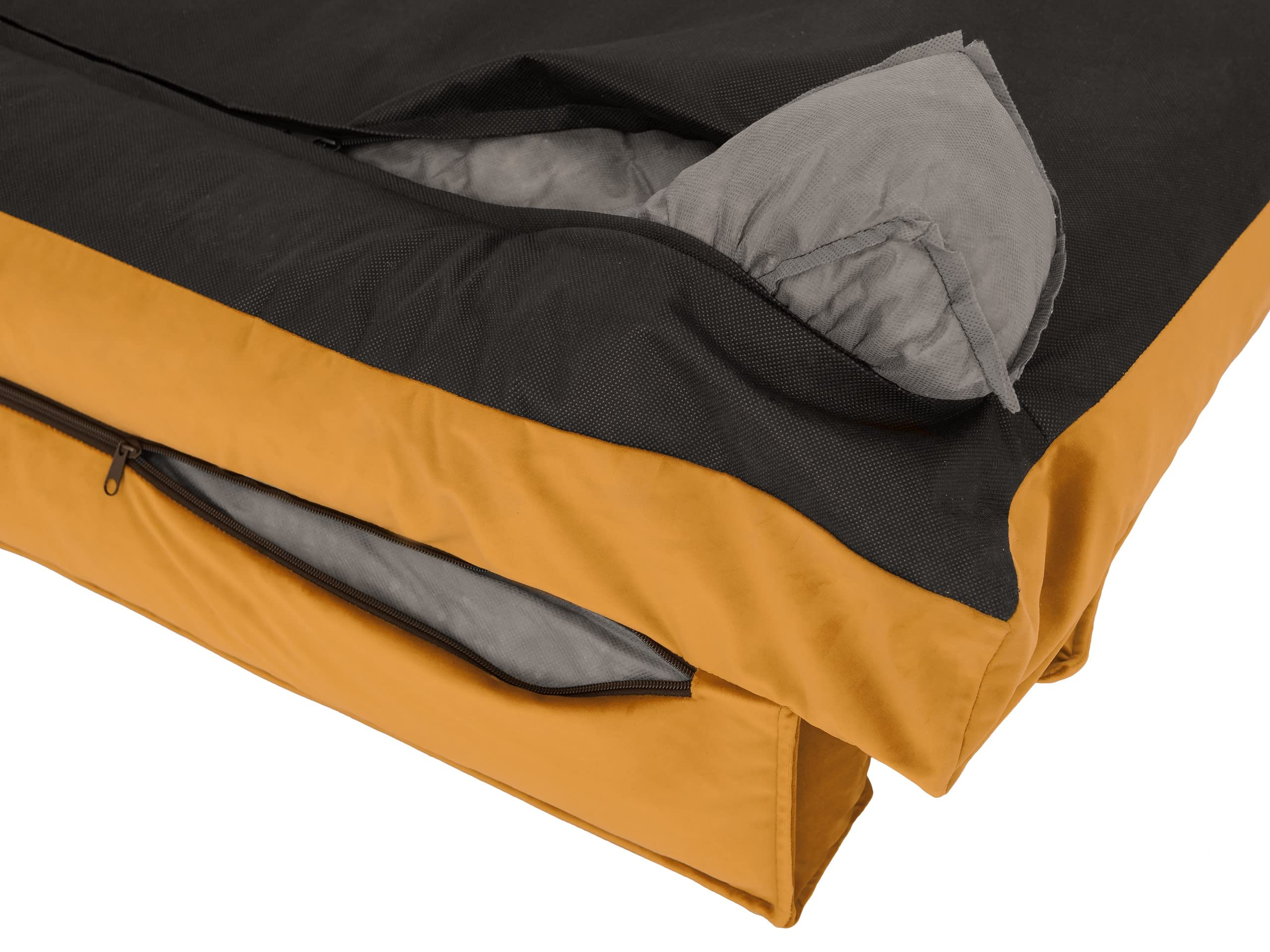 DOGGY Hundebett Haustierbett Hundeliegen Hundecouch Liegen Hundekissen Bett Sofa Hundekorb Tierbett Weich Hundesofa Matratze Schlafplãtze, Gelb, 99 x 66 cm