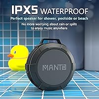 Vista 2 de MANTO Bluetooth Speaker IPX5 Waterproof Portable Shower Speaker, 12H Battery, Bluetooth & Micro SD Playback (Up to 32GB, Card Not Included), Compact