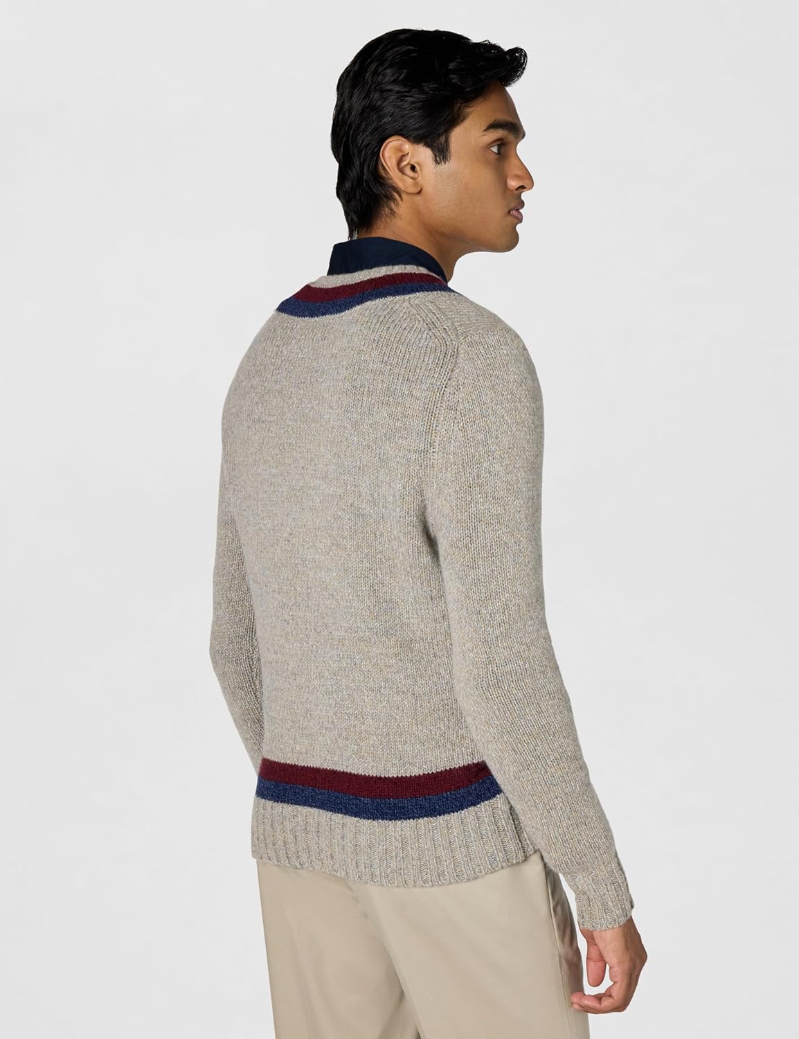 Brooks Brothers Mens Luxury Wool Blend Long Sleeve V-Neck Tennis Sweater - Image 4