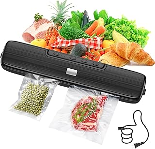 Vacuum Sealer Machine - Food Vacuum Sealer Automatic Air Sealing System for Food Storage Dry and Moist Food Modes Compact Design 12.6 Inch with 15Pcs Seal Bags Starter Kit