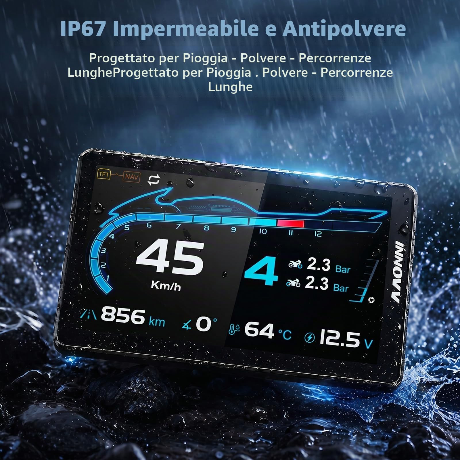 INNOVV N2 per BMW Moto CarPlay & Android Auto, BMW Moto Touchscreen con 6,5 Pollici Impermeabile GPS Navigazione Screen, Lettura Dati, TPMS, WonderWheel Controls