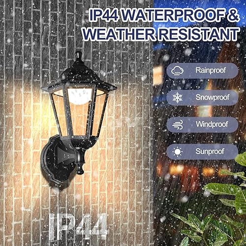Miniatura 5 de FUDESY Linterna de pared para exteriores del anochecer al amanecer, lámpara de pared con sensor exterior para porche, resistente al agua,