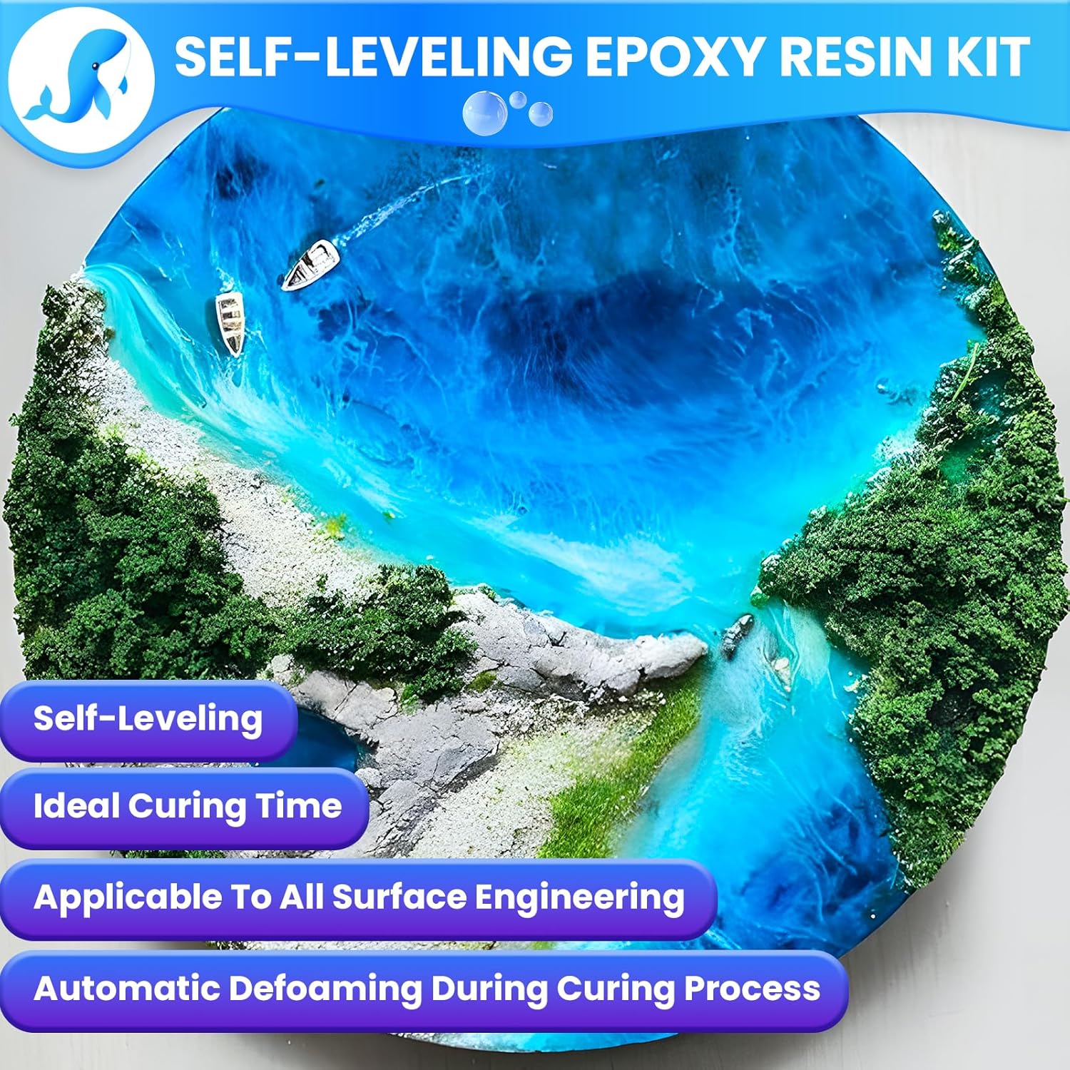 JHKL RESIN Epoxy Resin Kit, 32OZ Food Safe Epoxy Resin Casting & Coating, Crystal Clear and Fast Cure & NO Bubble and Self Leveling to Easy Mix 1:1 for DIY Jewelry Making, Art Crafts, Wood & Resin - Image 4