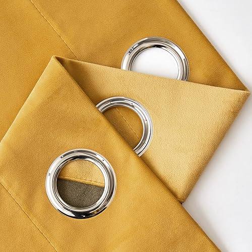 Miniatura 5 de ANRODUO Cortinas de terciopelo amarillo mostaza de 90 pulgadas de largo, opacas con aislamiento térmico, insonorizadas, cortinas de oscurecimiento
