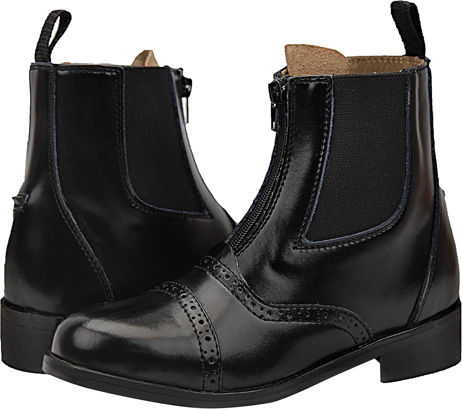 Women Ladies English Horse Riding Light Weight Leather Glory Zip Zipped Paddock Boots