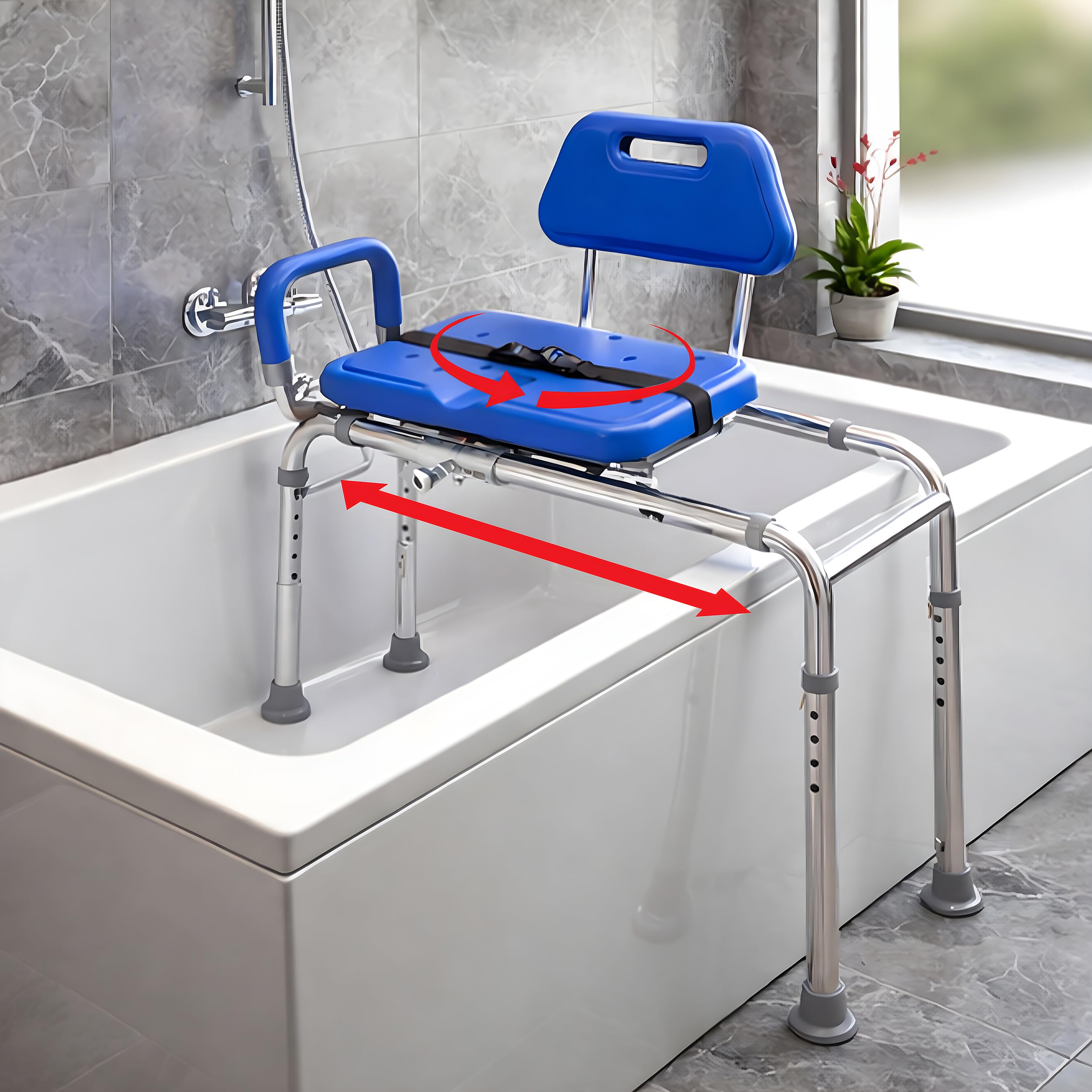 Platinum Health Gateway - Silla de ducha deslizante de alta calidad, banco de transferencia de baño con asiento giratorio acolchado para bañeras y ducha, para discapacitados y personas mayores