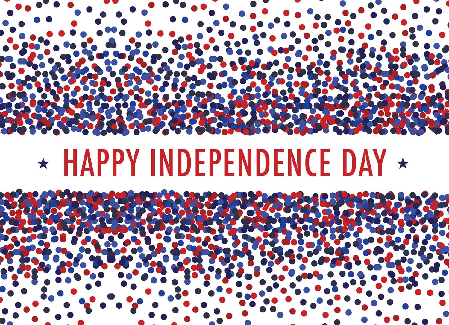 Independence Day Cards for Family & Business (Red White & Blue Dots) Happy 4th of July Bulk Greeting Card Set Pack of 25 with Red Envelopes (5x7 inch - A7) Office, Work, Employees & Clients (JF1803)