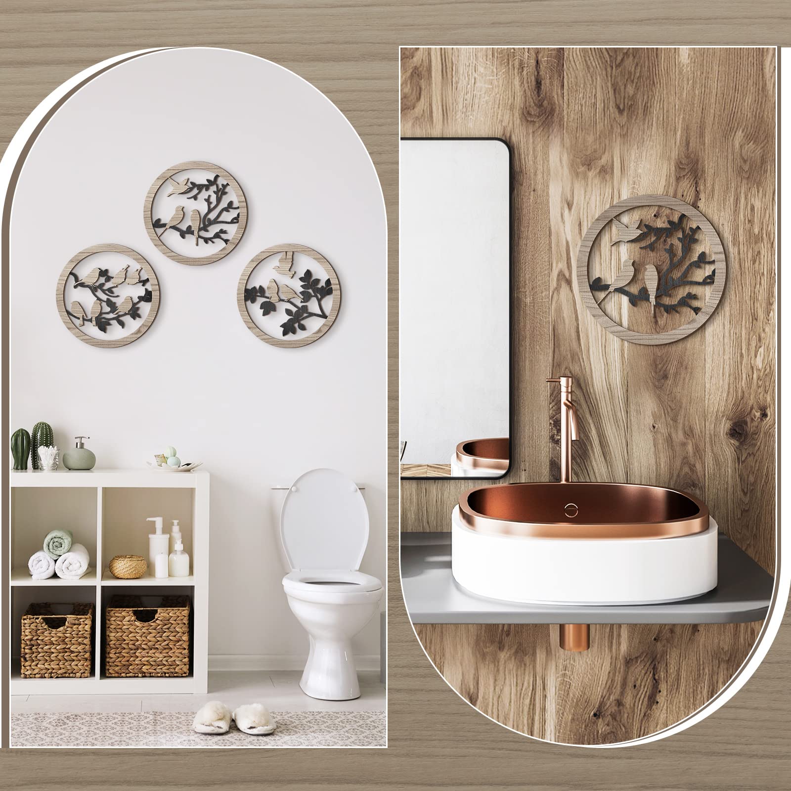 Lot De 3 Décoration Murale En Bois, Décorations Murales Rustiques Look Vintage Moderne Pour Salon Et Chambre À Coucher Décoration Pour La Maison Ou