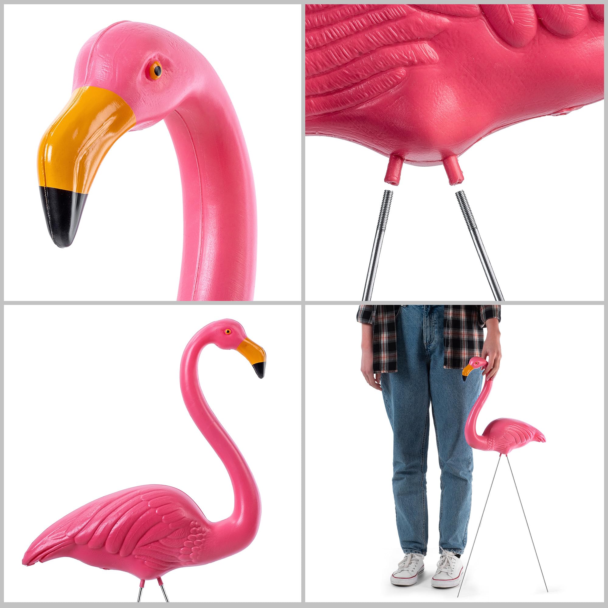 KADAX Lot de 2 figurines de flamant rose de jardin de 83 cm - Flamant rose - Piquet de jardin en plastique - Figurine de jardin - Oiseau exotique - Figurine de bassin rose - Décoration de jardin pour