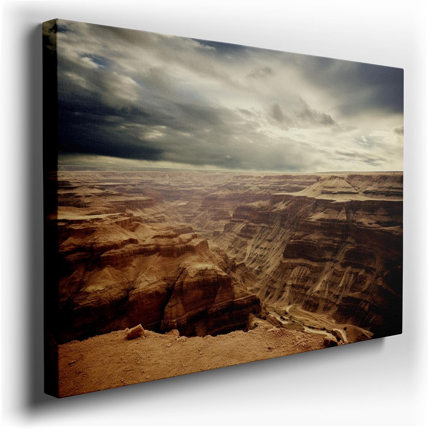 Canvas for Living room. Majestic Canyon Grandeur Under Brooding Skies, 27 x 18 inch Canvas Wall Art - Contemporary Masterpieces - Modern Home Decor - 69x46 cm (27x18 inch)