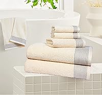 Vista 4 de Belizzi Home Juego de 6 toallas de 100% algodón ultra suave, contiene 2 toallas de baño de 28 x 55 pulgadas, 2 toallas de mano de 16 x 24 pulgadas
