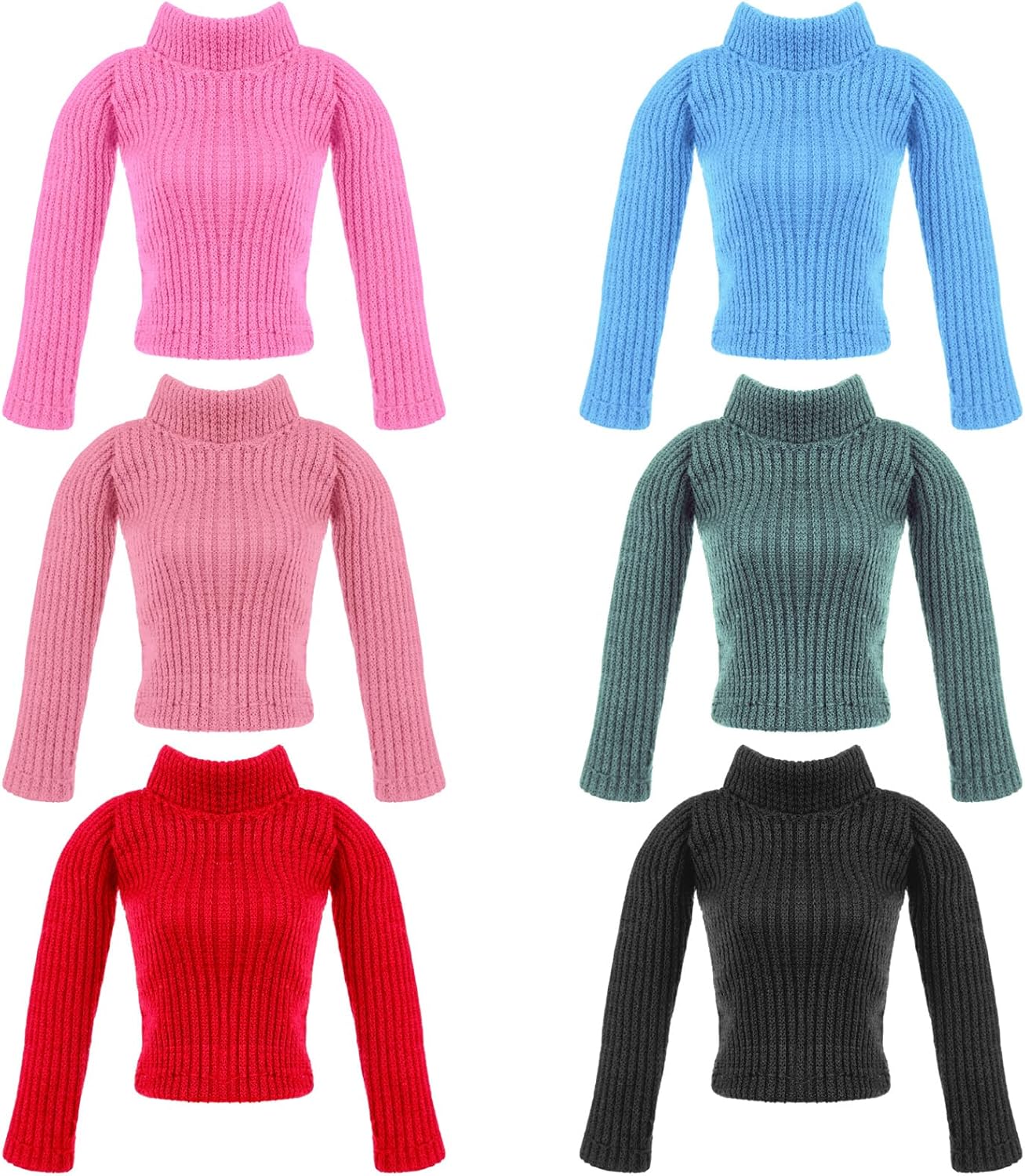 Fourluoo 6 Pcs Winter Doll Clothes Doll Sweater Fashion Outfits Long Sleeve Top Clothing for Winter Spring Birthday Gift(Retro Color,11.8 Inch)