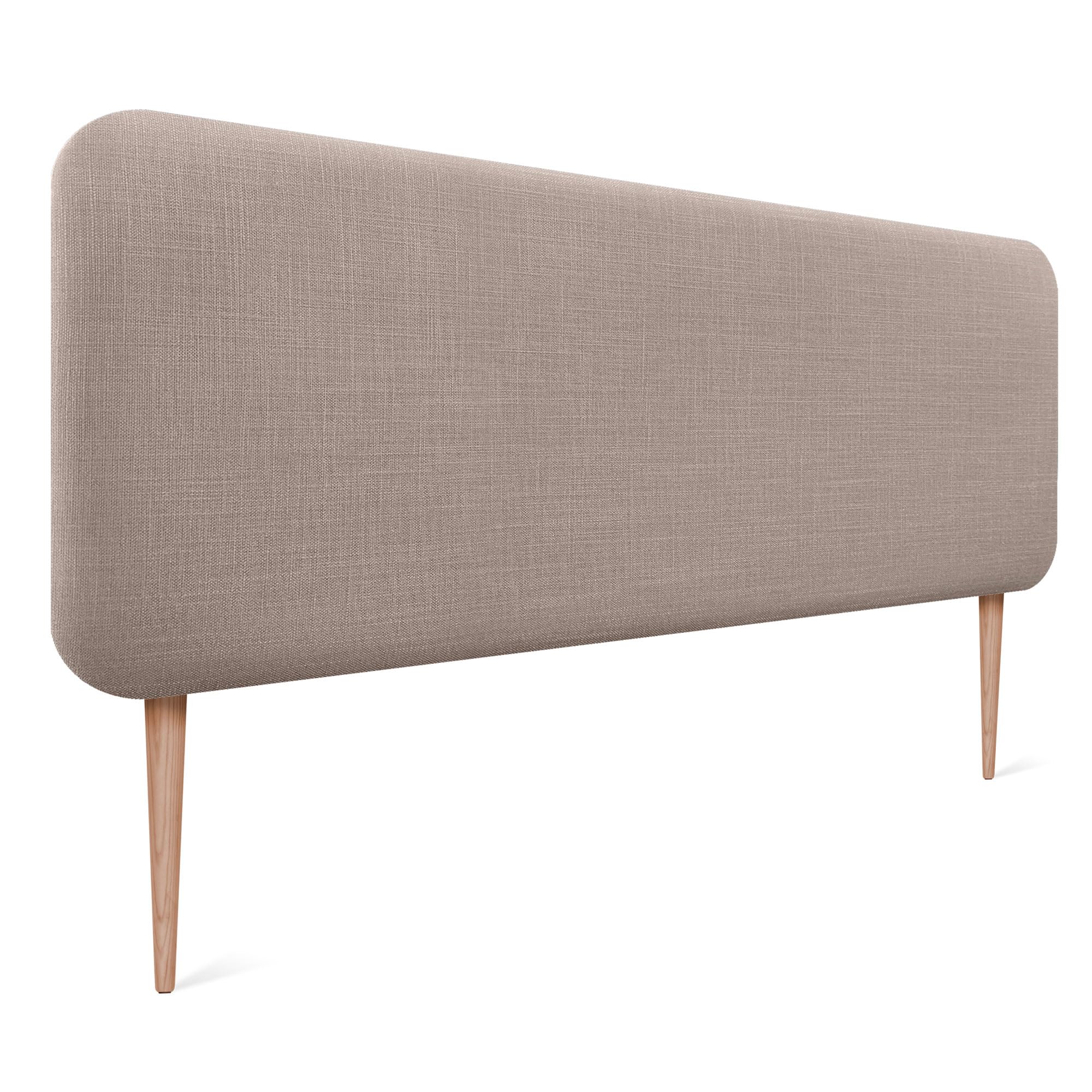 DHOME Cabecero Tapizado Liso Redondeado Lino Natural con Patas para Pared Acústicos Cabeceros Absorbentes Cabezal Cama Dormitorio (Tierra, 140cm)