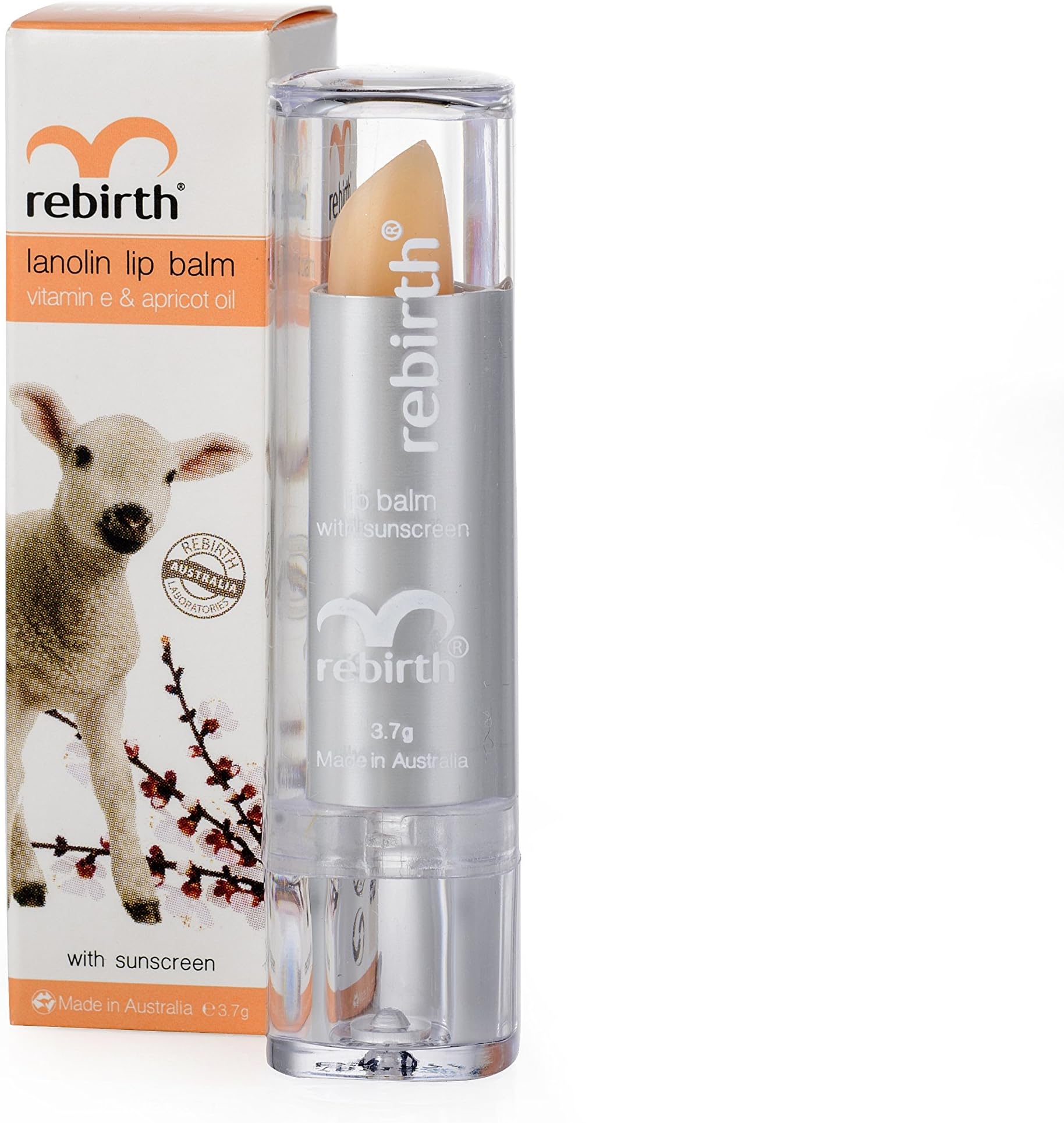 ReBirth LANOLIN LIP BALM WITH VITAMIN E & APRICOT OIL 3.7g