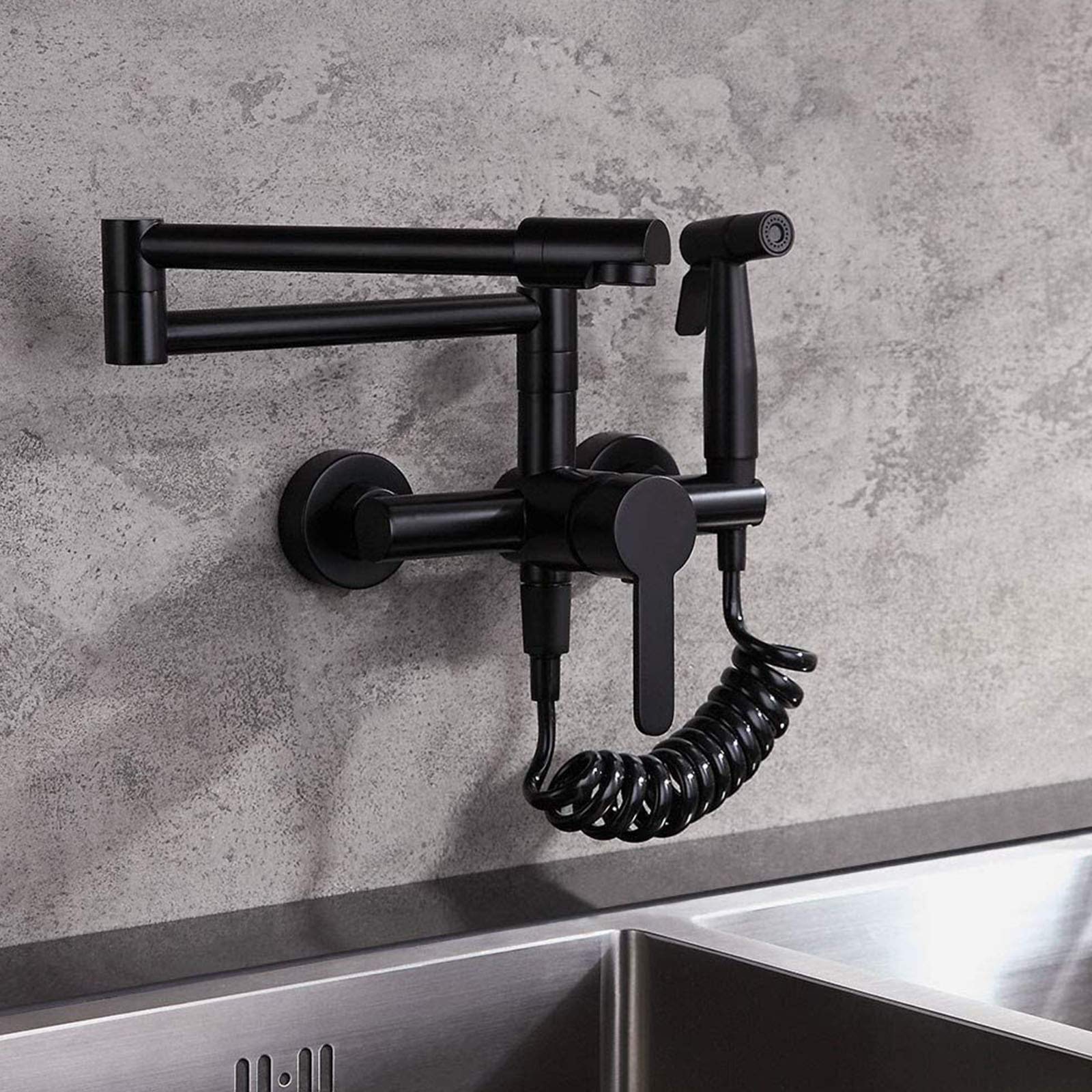 Robinet d'évier de cuisine avec pulvérisateur noir pour faciliter vos recettes