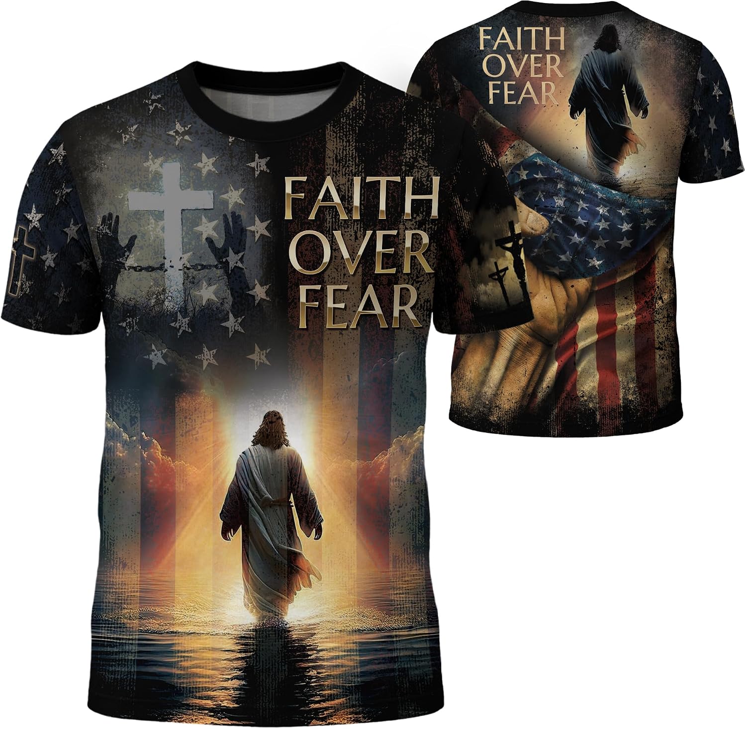 Faith Over Fear Shirt, Faith Shirts for Men, Cross Shirt, Christian Shirts for Men, Jesus Tshirt