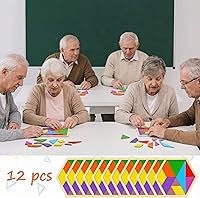 Vista 6 de Meooeck Paquete de 12 rompecabezas de madera Tangrams con forma de F, bloques de lógica cerebral para juegos, regalos educativos para adultos