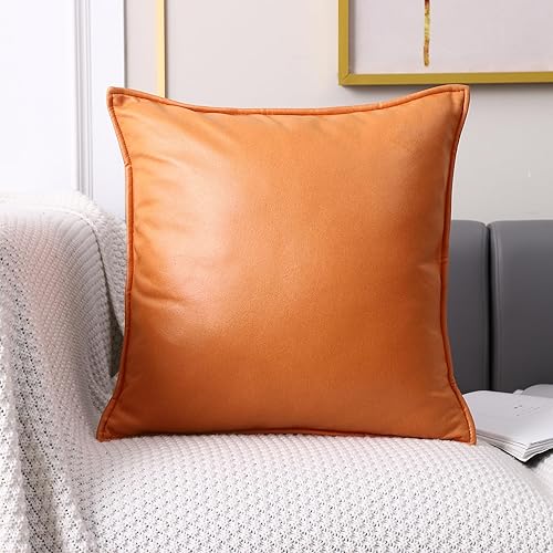 Miniatura 2 de LAT - Juego de 2 fundas de almohada cuadradas impermeables de piel sintética de 18 x 18 pulgadas, para decoración moderna y sólida, para tienda,